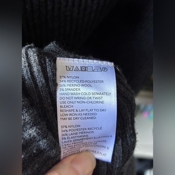 Anthropologie Ett:twa Women Gray Ribbed Tunic V Neck Sweater Wool Blend - Picture 5 of 6